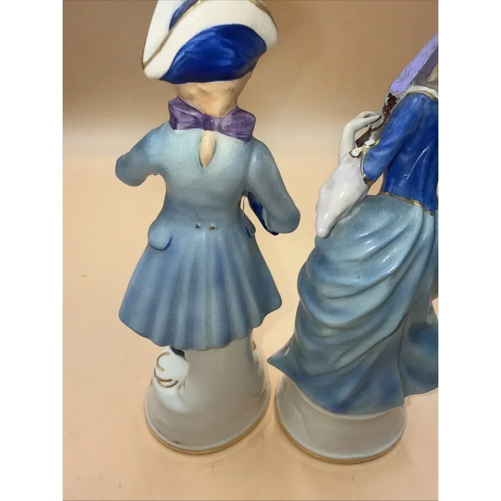 Vintage Colonial Style Porcelain Man & Woman Figures-Statues Made USA